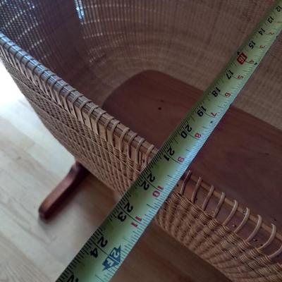 Custom Made Nantucket Basket Bassinet with Cherry Wood Frame Local Artist