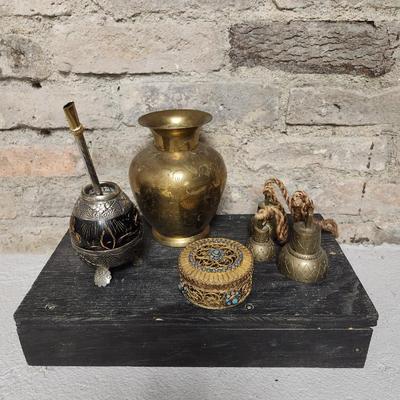 Interesting brass and silver lot