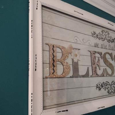 Framed 'Blessed' Under Glass Wall Hanging Home Decor