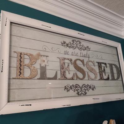 Framed 'Blessed' Under Glass Wall Hanging Home Decor