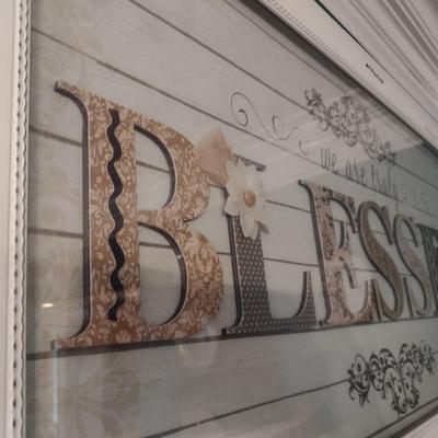 Framed 'Blessed' Under Glass Wall Hanging Home Decor