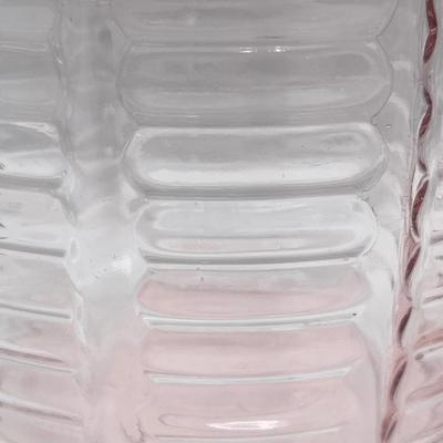 Vtg. Depression Glass Pink Ribbed Bee Hive Cookie Biscuit Jar