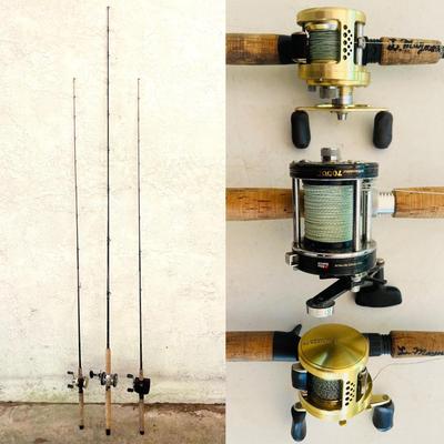 Lot of 3 Rod & Reel Combos - 2 CALCUTTA Reels