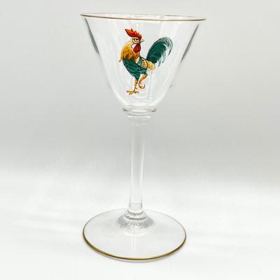 Vtg. Rooster Cocktail Martini Glasses ~ Set Of Ten (10)