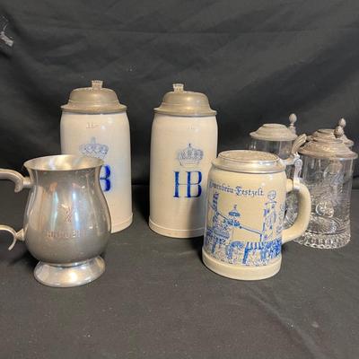 Hofbrauhaus & Lowenbrau Steins & Pewter Guiness Mug - (S-RG)