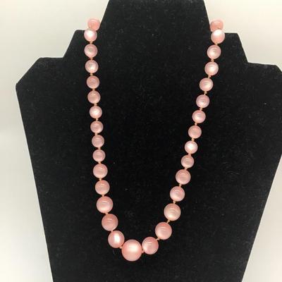 Vintage moon glow Pearl type light pink necklace