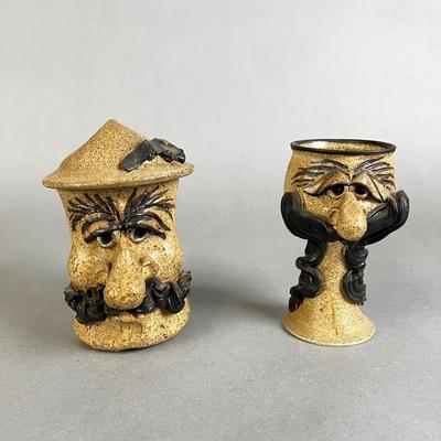 670 Vintage Handcrafted Stoneware Face Cups by Jim Kozlowski