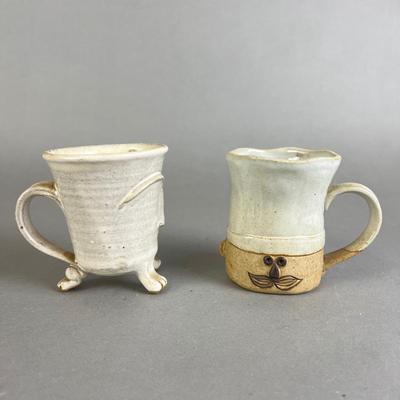 671 Vintage Handcrafted Stoneware Face Mugs