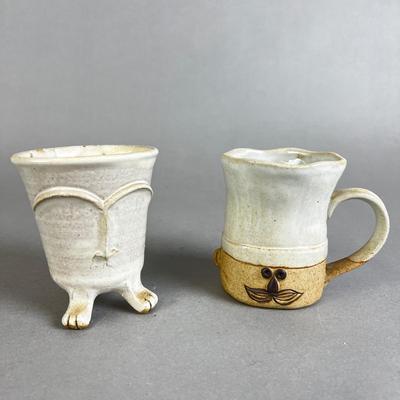 671 Vintage Handcrafted Stoneware Face Mugs