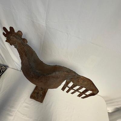 Collection of Roosters Including Signed & Large Patina Iron Statue (S-RG)