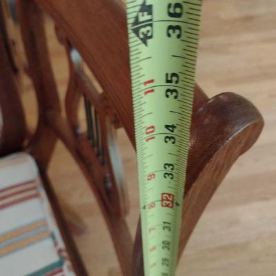 Set of Six Solid Wood Framed Harp Back Dining Chairs with Upholstered Seat