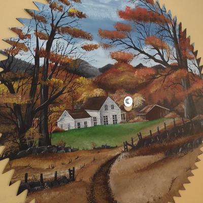 Folk Art Hand Painted Saw Blade 30