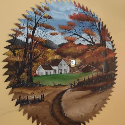 Folk Art Hand Painted Saw Blade 30"
