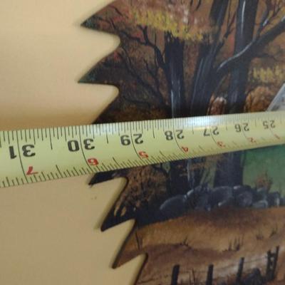 Folk Art Hand Painted Saw Blade 30"