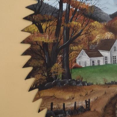 Folk Art Hand Painted Saw Blade 30"