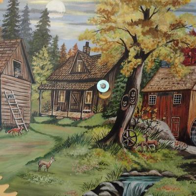 Folk Art Hand Painted Saw Blade Signed by Artist 28"