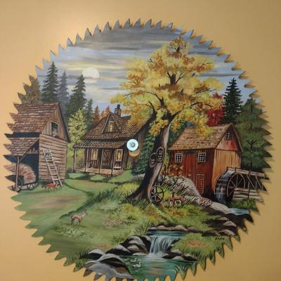 Folk Art Hand Painted Saw Blade Signed by Artist 28