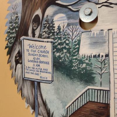 Folk Art Hand Painted Saw Blade Signed by Artist 17"