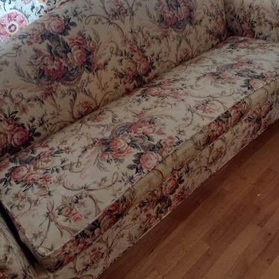 Vintage Camel Back Couch Floral Pattern Upholstery