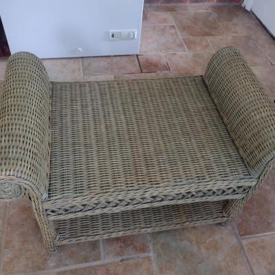 Wicker Rattan Patio Foot Stool or Sitting Bench