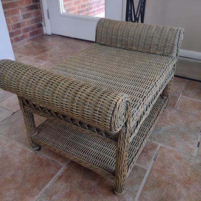 Wicker Rattan Patio Foot Stool or Sitting Bench