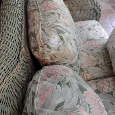 Wicker Rattan Patio Three Cushion Couch