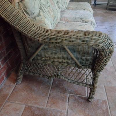 Wicker Rattan Patio Three Cushion Couch
