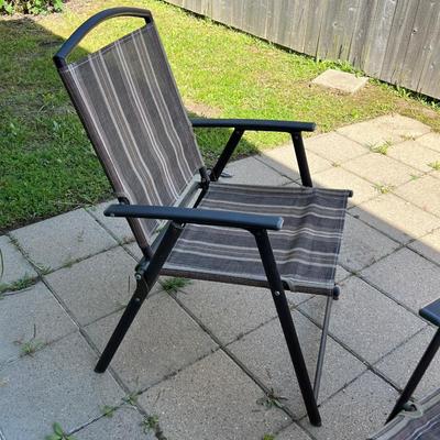 Metal Glass Top Patio Table & 4 Folding Chairs Set ~ *Read Details