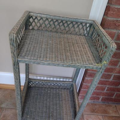 Wicker Rattan Patio Two-Shelf Stand