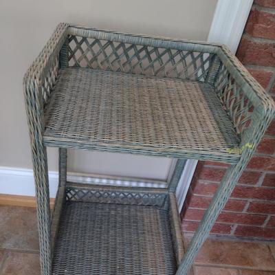 Wicker Rattan Patio Two-Shelf Stand