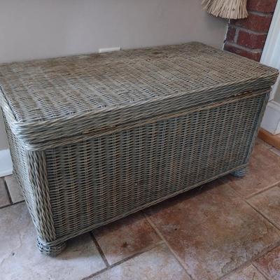Wicker Rattan Patio Storage Trunk