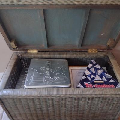 Wicker Rattan Patio Storage Trunk