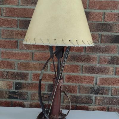 Bow, Arrow and Quiver Desk Top Lamp Metal and Leather