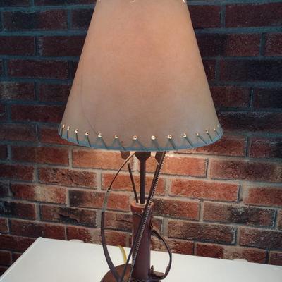 Bow, Arrow and Quiver Desk Top Lamp Metal and Leather