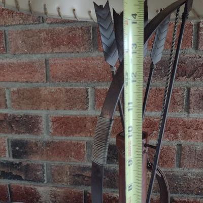 Bow, Arrow and Quiver Desk Top Lamp Metal and Leather