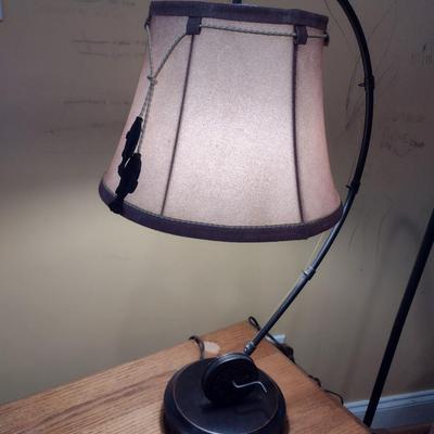 Fly Rod and Reel Desk Top Lamp Metal