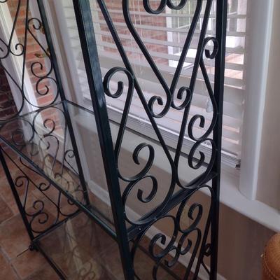 Wrought Metal Baker's Rack with Glass Shelves