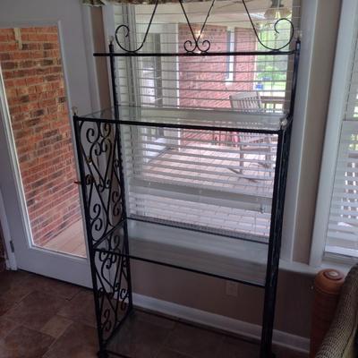 Wrought Metal Baker's Rack with Glass Shelves