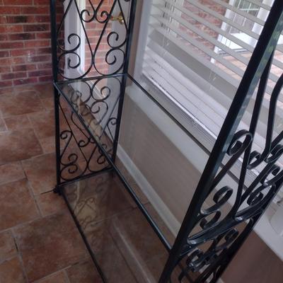 Wrought Metal Baker's Rack with Glass Shelves