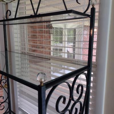 Wrought Metal Baker's Rack with Glass Shelves