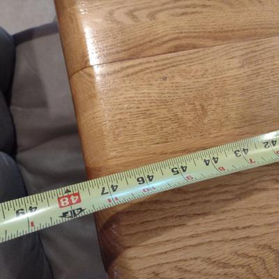 Solid Oak Octagonal Dining Table with Four Upholstered Rolling Chairs includes One Leaf Insert