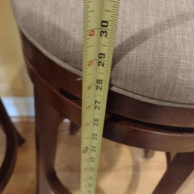 Pair of Wood Framed Swivel Bar Stools with Back