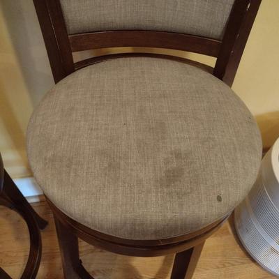 Pair of Wood Framed Swivel Bar Stools with Back