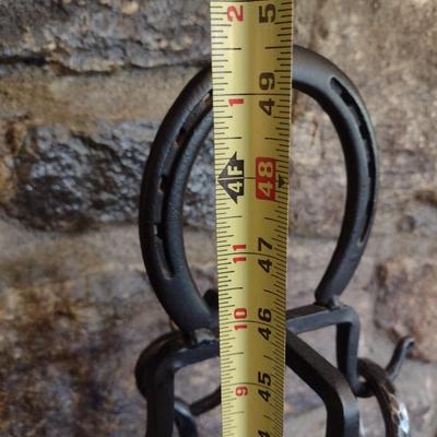 Impressive Thick and Heavy Wrought Iron Fireplace Tool Set Hand Crafted by Local Blacksmith Artist