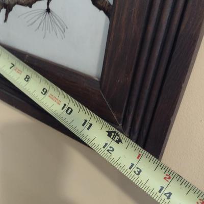 Framed Reverse Glass Owl Painting by Local Artist