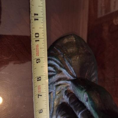 Large Vintage Cast Metal Woodsman with Dog Clock Coin Bank