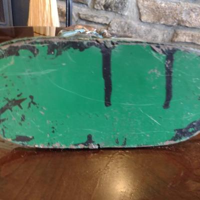 Large Vintage Cast Metal Woodsman with Dog Clock Coin Bank