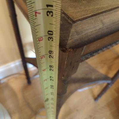 Solid Wood Side Table with Stretcher Shelf