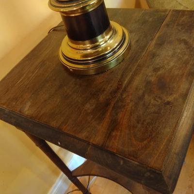 Solid Wood Side Table with Stretcher Shelf