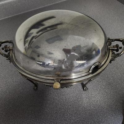 Antique English Silver Plate Dome Breakfast Buffet Server